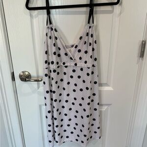 Gilligan & O'Malley White Slip Dress with Black Polka Dots
